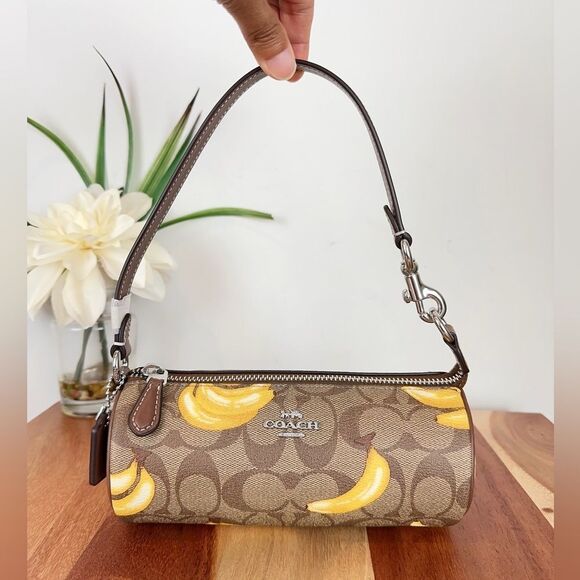 NWT Coach Nolita Barrel Bag In Signature Canvas With Banana Print - Picture 1 of 7